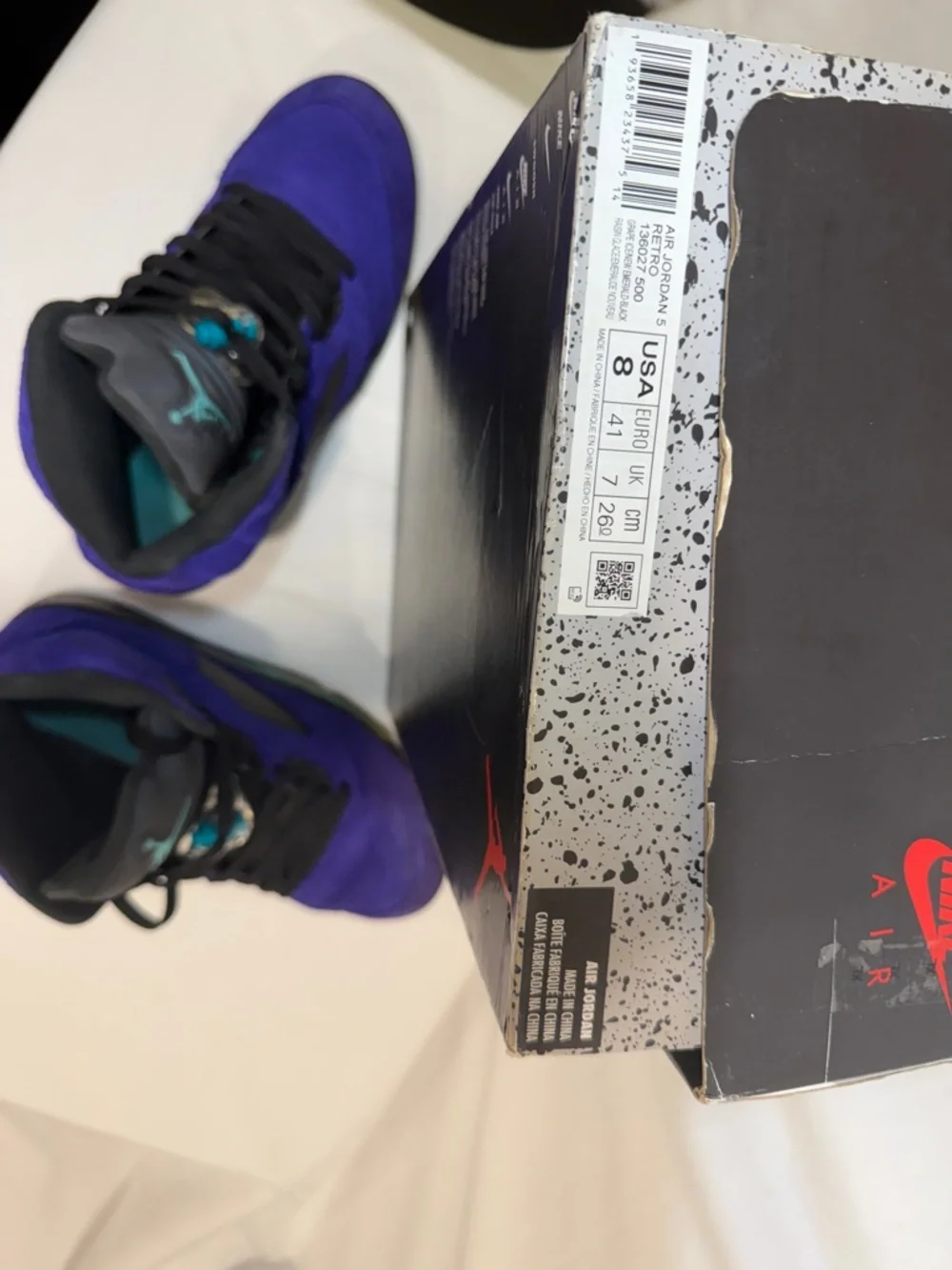 Nike Air Jordan 5 Alternate Grape Purple Suede Retro Sneakers Men’s 8